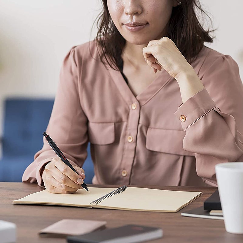 Rotring قلم حبر جاف روتراينج 600 نقطة متوسطة حبر أسود برميل أزرق قابل لإعادة التعبئة - Image 2